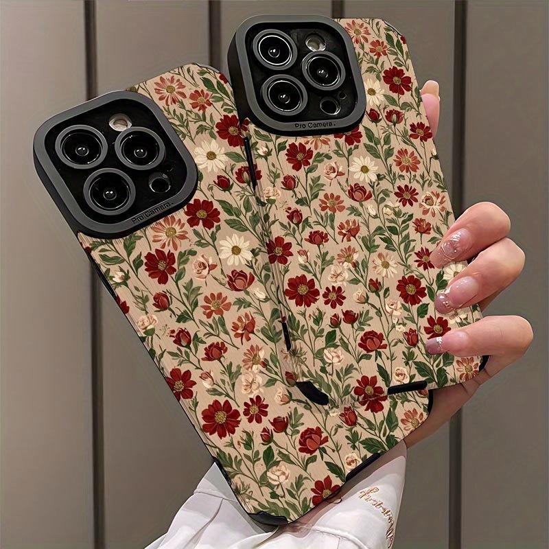 Чехол для телефона с ретро-цветочным узором, подходит для iPhone 14 13 12 11 7 8 Pro/ Max /Plus X XS XR, противоударный и защищающий от падений