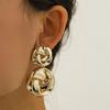 Trendy New Twisted Drop Earrings for Women Two-layers Spiral Design Hollow Metal Pendants Heavy Long Hanging Earings