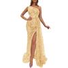 1011 new color sequin fairy long sleeveless fashion slim temperament medium and long evening dress