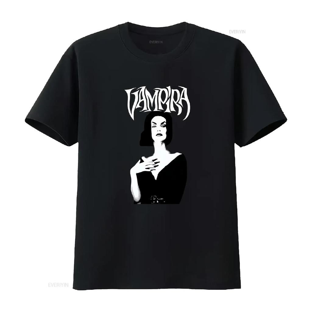 Vampira Ужасы Ведущий Готический Футболка Вампир Хэллоуин Пастельный Гот Одежда Мягкий Гранж винтажный Стиранный с принтом Повседневный