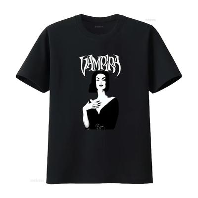Vampira Ужасы Ведущий Готический Футболка Вампир Хэллоуин Пастельный Гот Одежда Мягкий Гранж винтажный Стиранный с принтом Повседневный