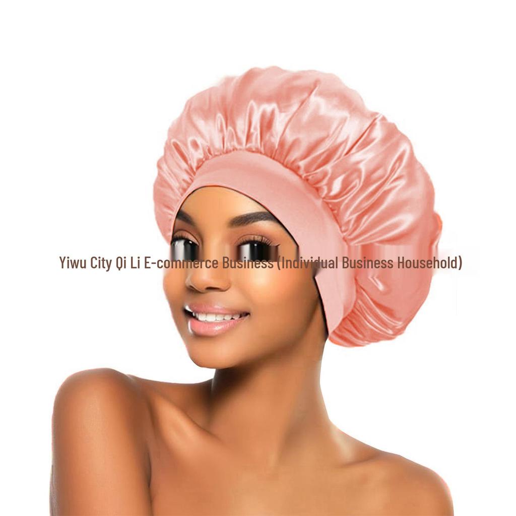 Women's Satin Wide-Brim Nightcap for Hair Care & Styling