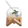 Cocktail Glass Cup With Wood Stand Creative Bar Glassware Drink Cup Ronud Ball Cocktail Mug Fruit Moon Juice Tumbler