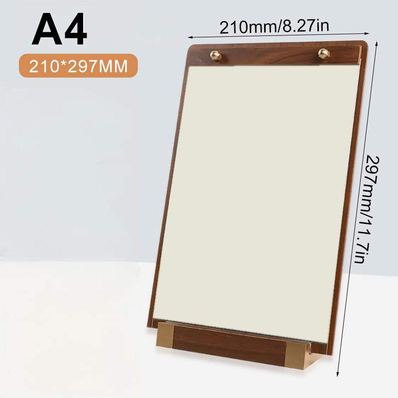 1 шт. Прозрачная панель Доска для отображения цены Основа из орехового дерева Ресторан Палатка Держатель для вывесок Вывески с металлической отделкой Ужин A4 A5 A6