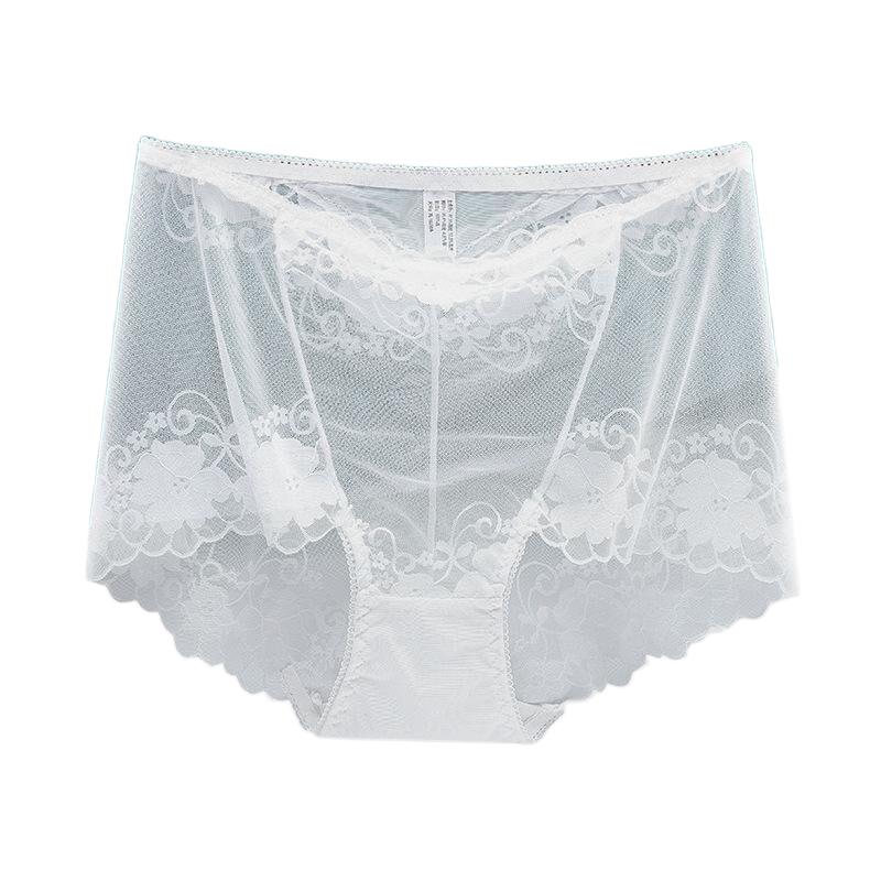 Plus Size Lace Panties High Waist Women Pants Sexy Hollow Flowers Lingerie Female Mesh Breathable Briefs Intimates