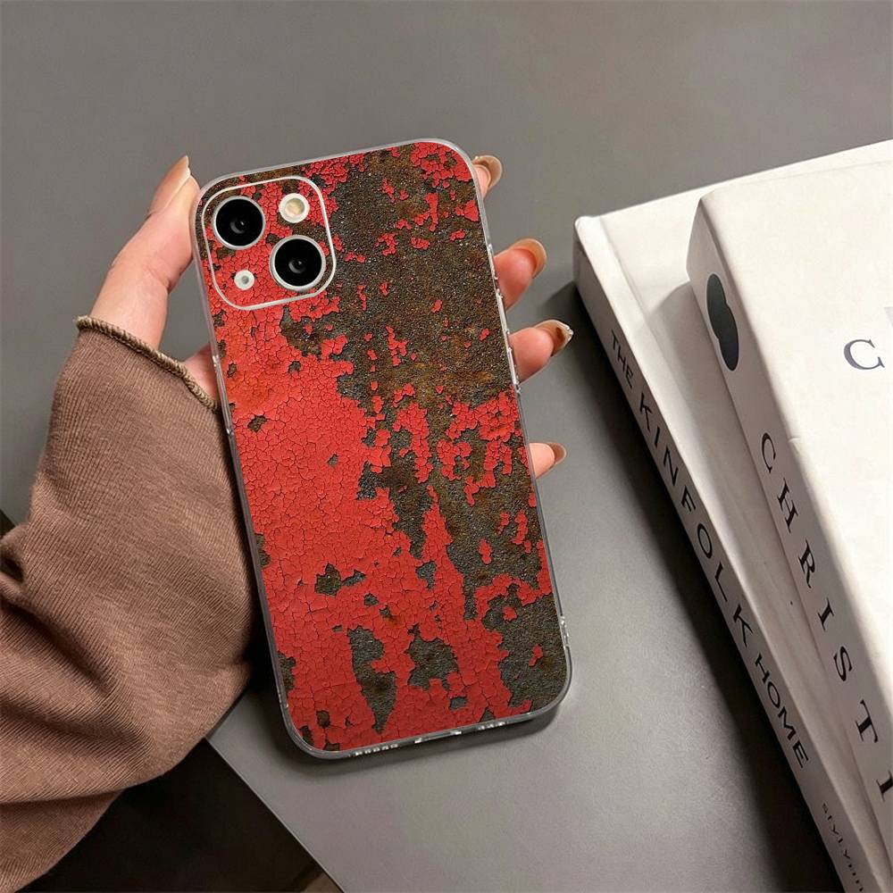 Ржавый чехол в индустриальном стиле для iPhone 17, 16, 15, 14, 13, 12, 11 Plus, Pro Max Мягкая прозрачная крышка