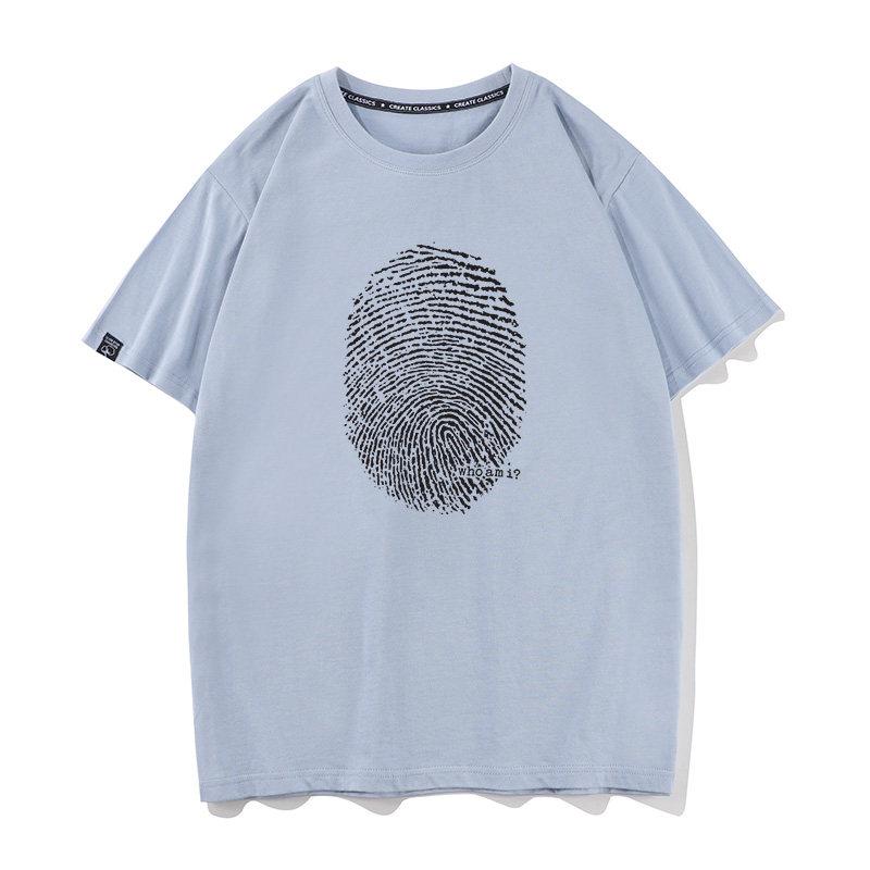 2026 New Handprint Print Pattern Who Am I Summer Short Sleeved Tshirt Unisexs And Unisexs Half Sleeved Pure Cotton Clothes