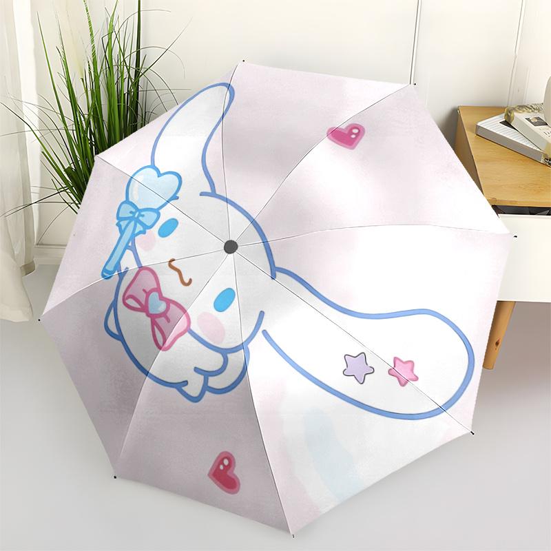 1pc Cinnamoroll Heart-Shaped Automatic Opening/Closing Umbrella with Foldable Design, 8-Bone Iron Frame, Outdoor Use, Perfect Gift for Fans, Travelers