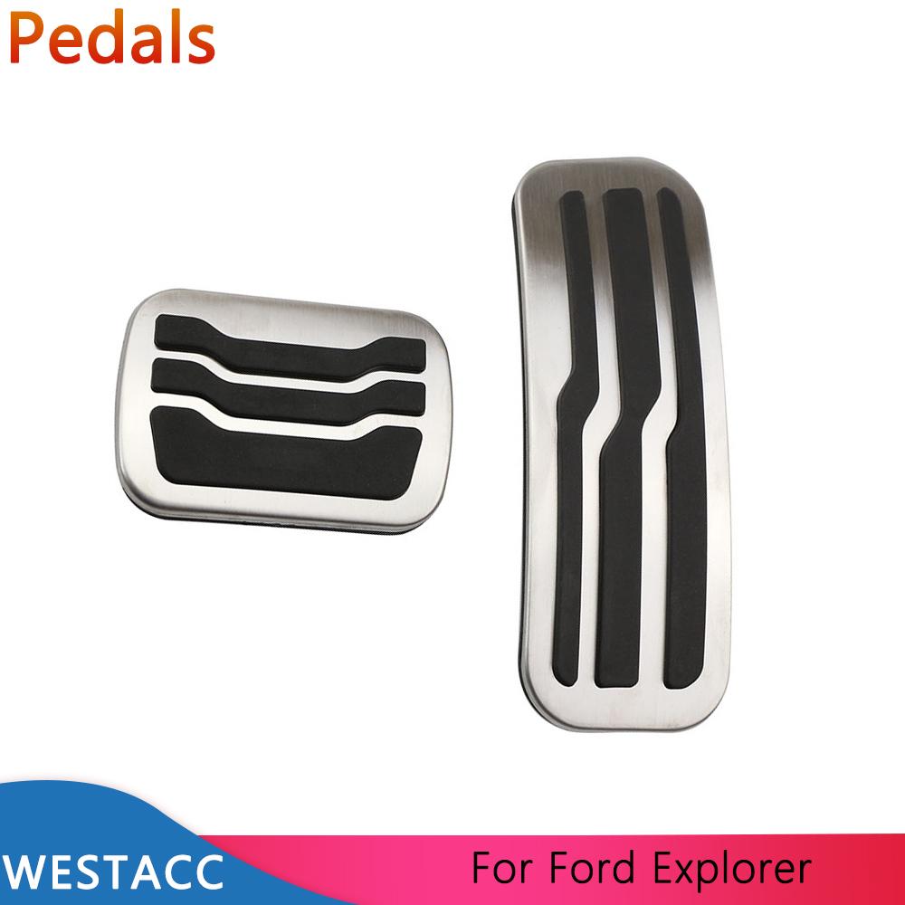 Автомобильные педали из нержавеющей стали, защитный чехол для педали газа и тормоза акселератора для Ford Explorer 2011-запчасти
