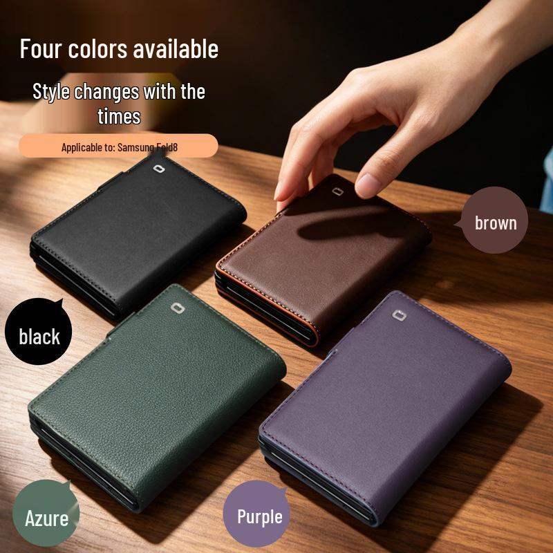 Оригинальный кожаный магнитный защитный чехол Qiali для Samsung Z Fold8 - Полное покрытие с подставкой, книжка