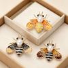 Fashion Enamel Honey Bee Brooch Shiny Rhinestone Faux Pearl Durable Alloy Pin for Coat Dress Scarf Gift for Girls