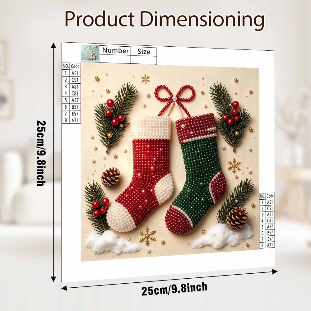 Pearl painting Christmas stocking art kit DIY holiday home decor painting. 65 characters.