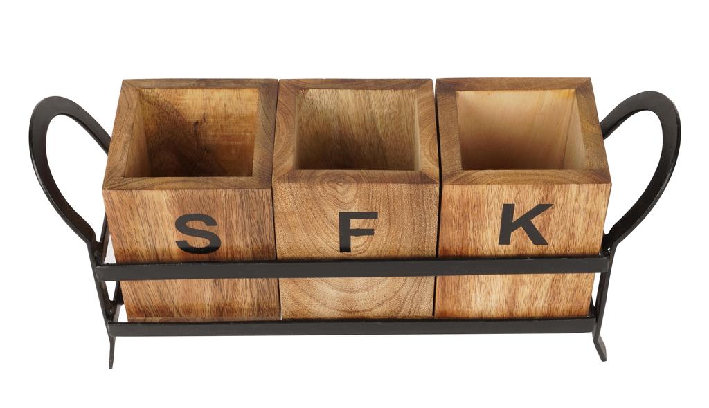 Trifri Деревянный контейнер для столовых приборов Деревенская подставка-органайзер для столовых приборов Подставка для кухонной утвари Кухня Гостиная Кухня в стиле фермерского дома