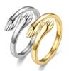 Fashionable Simple Hug Open Ring Can Be Engraved Couple Solid Color Fashion Personality Ring Stainless Steel Gift