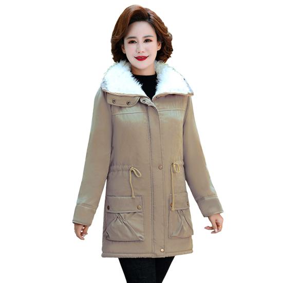 Зимняя женская куртка из утолщенного плюша с отложным воротником, длинными рукавами, эластичным поясом, карманами, застежкой-молнией, пальто средней длины, ветрозащитное теплое пальто