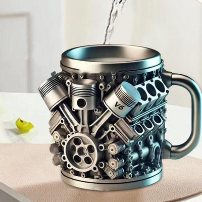 Кружка для кофе Многоразовая креативная Автомобильные двигатели V8 Контейнер для воды Забавные аксессуары для питья Портативная из нержавеющей стали Стакан для сока пива