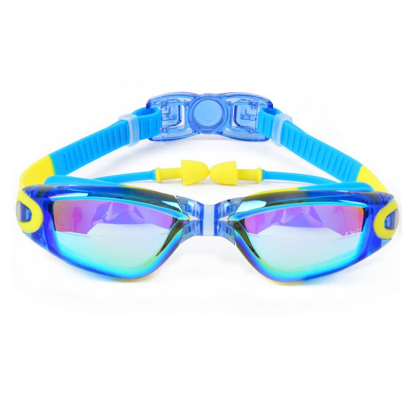 Детские очки для плавания с мультяшным принтом и затычками для ушей, шапочка для плавания, набор для мальчиков и девочек, силикон для детей, очки для плавания в бассейне