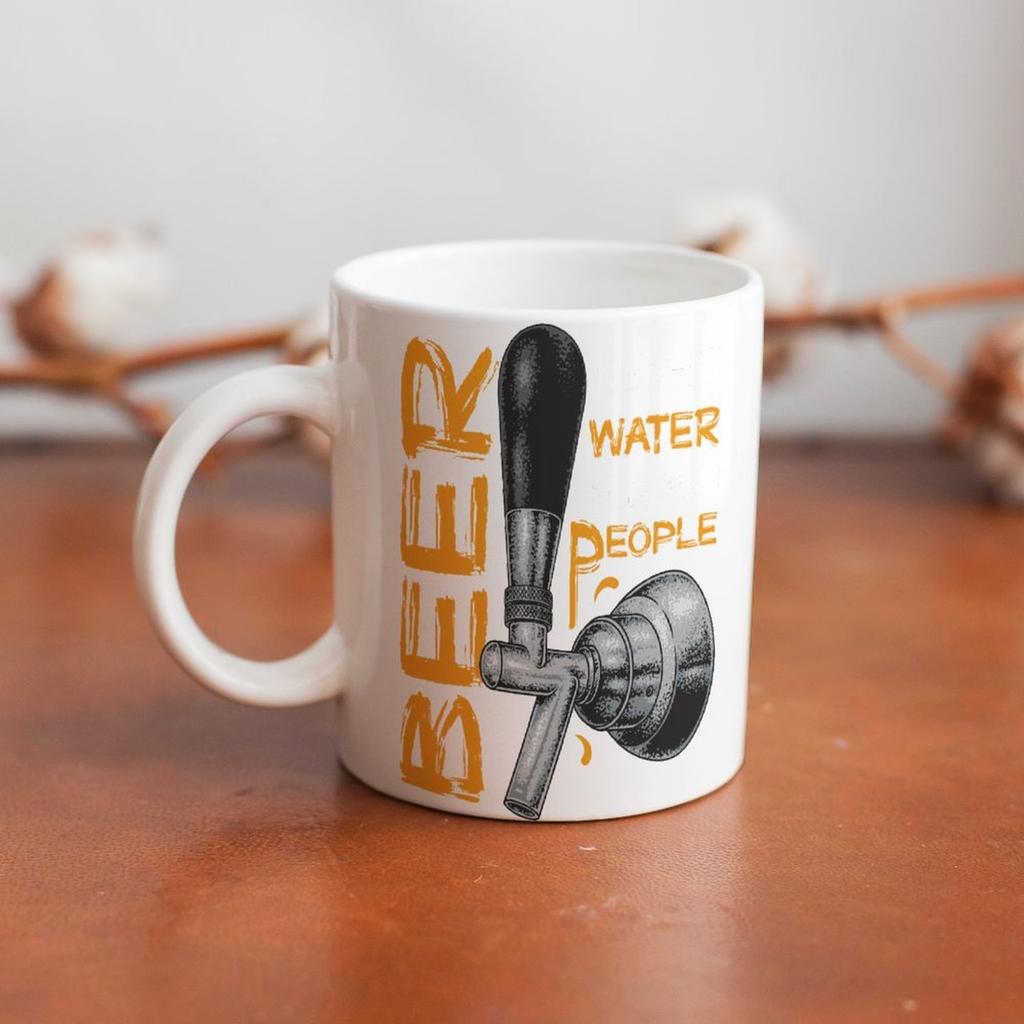 1 шт. 11 унций Кружка с двусторонней печатью для любителей пива, Чистая белая керамическая посуда для напитков