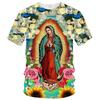 Virgen Maria 3D Men's and Women's T-shirt, Casual Short Sleeve Clothing, Full Size, New Summer Fashion