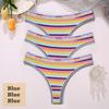 3 шт./компл. красочные полосатые хлопковые женские трусики сексуальные стринги нижнее белье женские дышащие стринги нижнее белье трусики с Т-образной спинкой