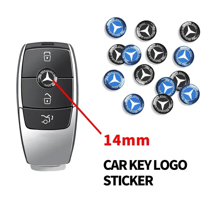 DQQ3 14mm Car Remote Key Stickers Badge Emblem Car Accessories For Mercedes Benz W204 W205 W211 203 212 S E GLE GLS CLA GLC AMG EQE