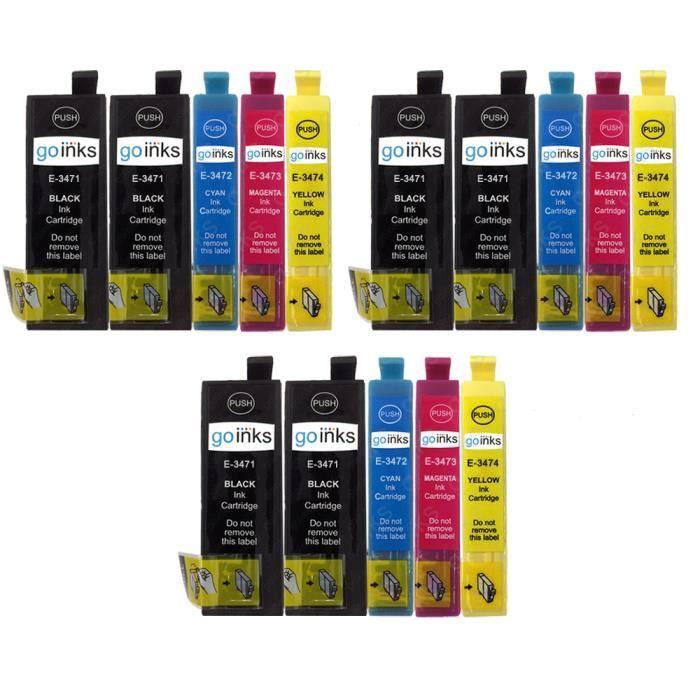 Ensemble de 4 + Noir Cartouches d'encre Epson T3476+3471 (34XL Series) Compatible Go Inks