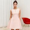 Ladies' Full Diamond Collar Studded Pearl Dress with Crystal Decoration Summer New Pink Waist Cinched Dress Temperament Short Sleeveless Women's Skirt