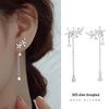 Banyan Tree S925 Silver Fairy Tassel Earrings with Diamond Flower Design