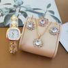 Женский набор с драгоценными камнями, кварцевые часы, круглый цифровой, роскошный браслет с бриллиантами в каратах, набор аксессуаров для часов.