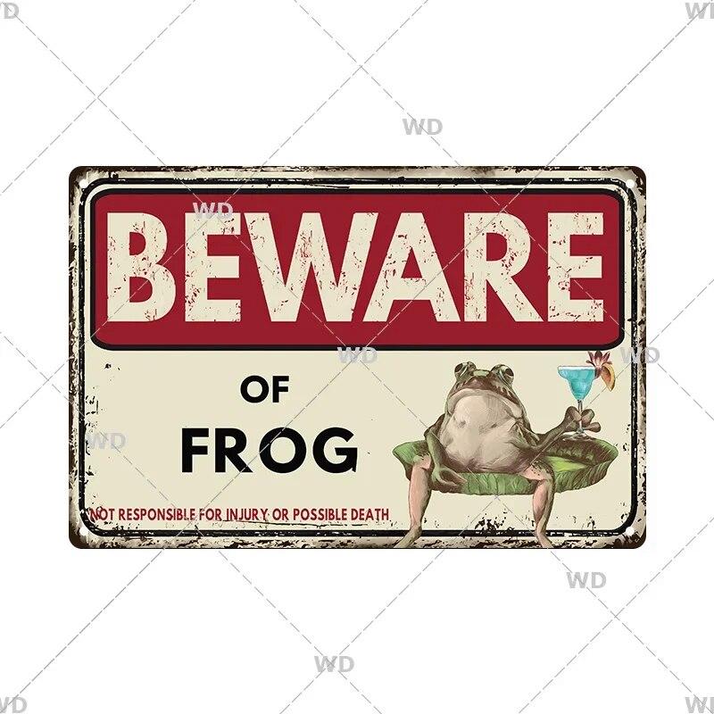 Beware Animals Dog Cat Bull Kraken Chickens Bigfoot Area Retro Tin Sign Caution Decorative Vintage Plaque Metal Poster Decor