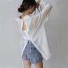 Солнцезащитная рубашка из шифона Tencel, женская дизайнерская рубашка с разрезом на спине Sense Niche, солнцезащитная рубашка