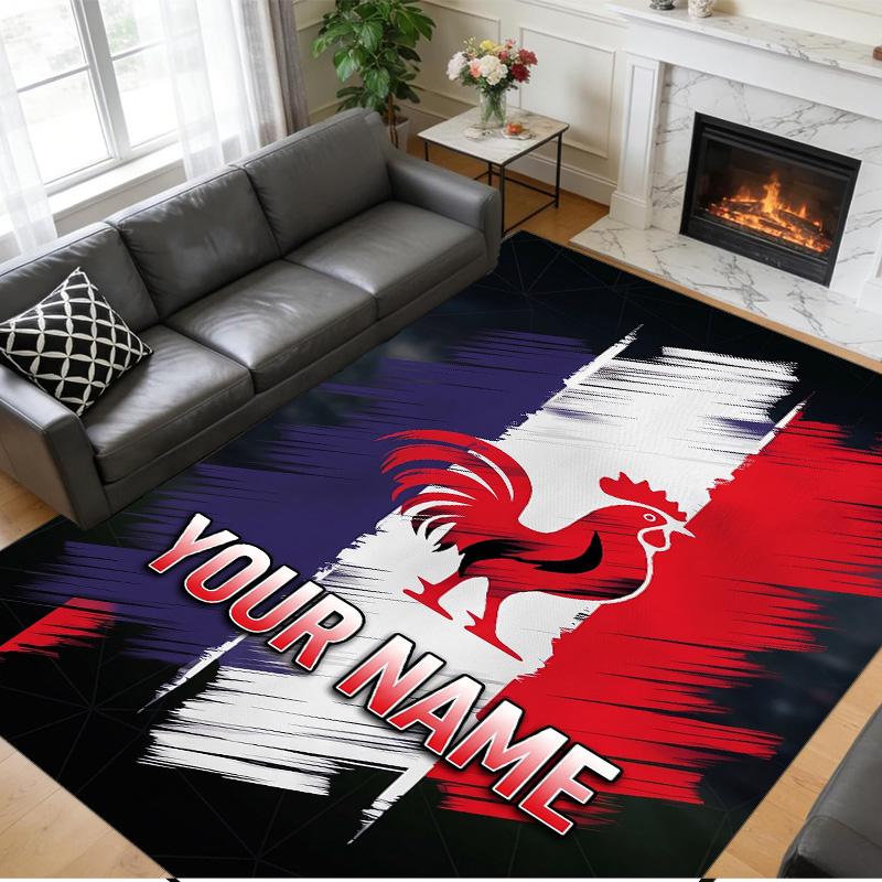 Crystal Velvet Rug Custom Name Text, Soft Non Slip Floor Mat Home DecorFrance national football team