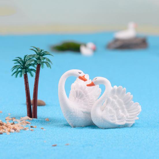 1шт смола пара лебедь модель DIY миниатюрный пейзажный сад бонсай украшения