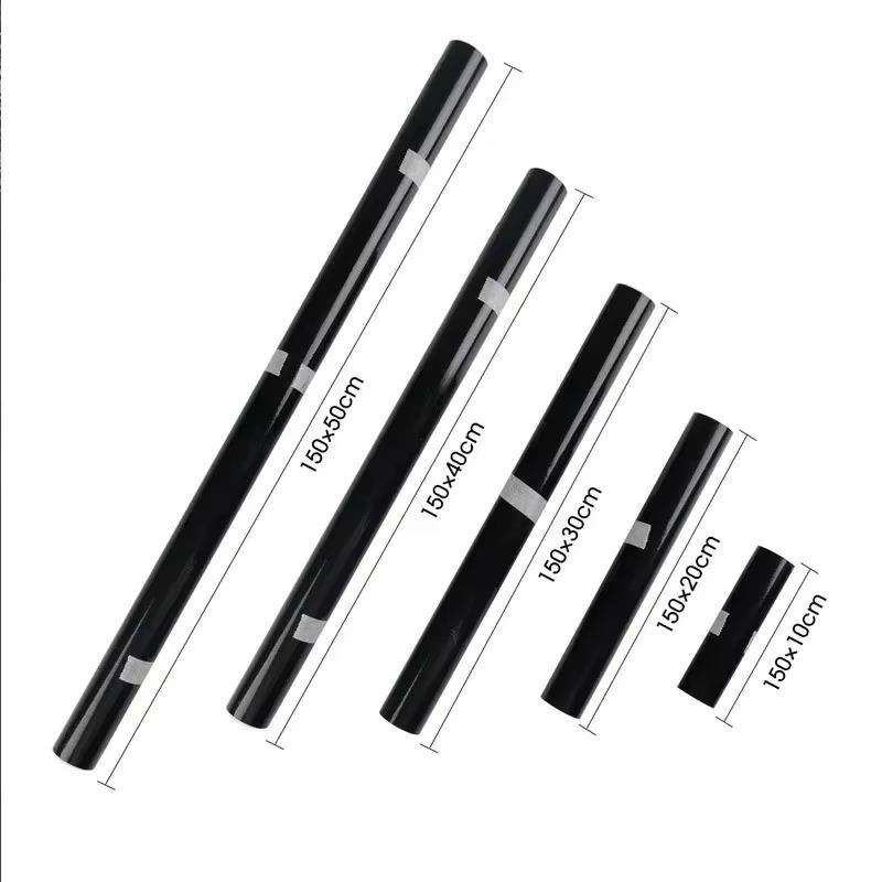 Self Adhesive Vinyl Sticker Bubble Free for Window Trim Mirror Car Motorcycles Bicycle Laptop Piano Black Glossy Vinyl Wrap Film