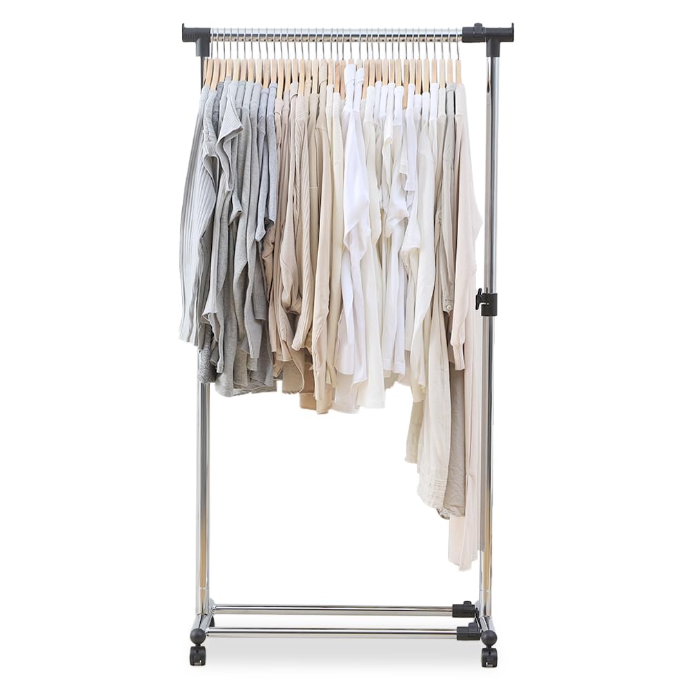 IRIS OHYAMA Hanger Rack Pipe Hanger Single Width Load Capacity 25kg Black Silver 80-130cm (Extendable) PI-1800M