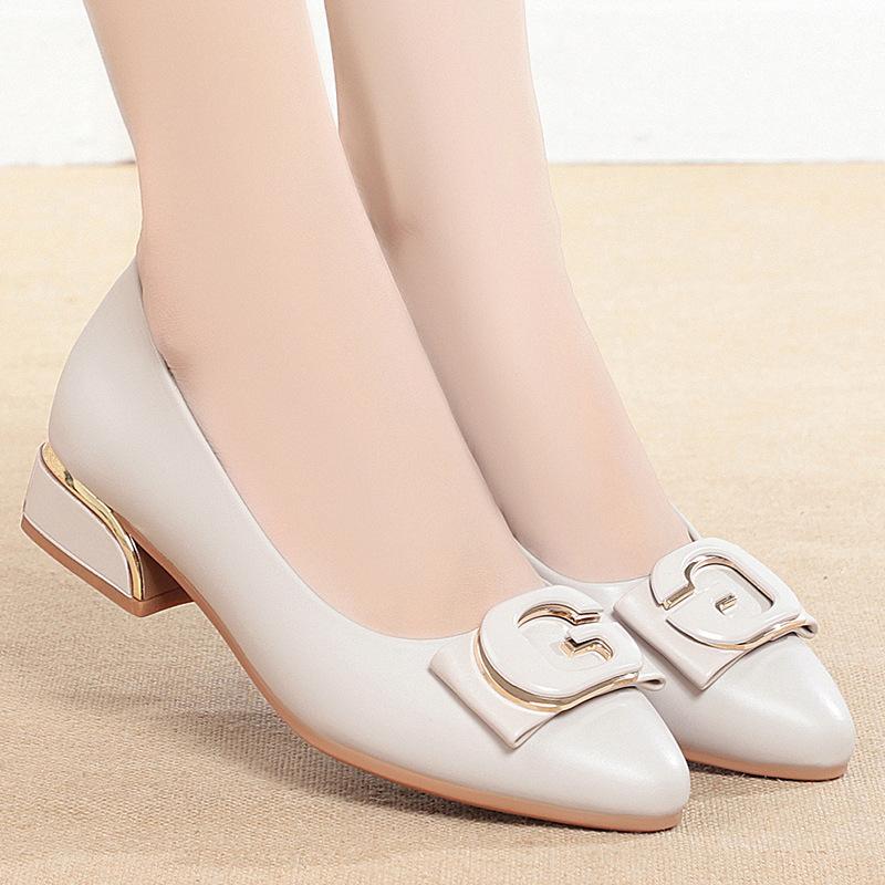 Модные женские простые милые легкие черные туфли на квадратном каблуке с кристаллами Женская мода Комфортные туфли-лодочки Grace Soft Leather Mid Heels