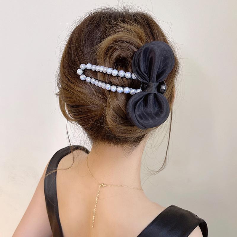 Леди Очаровательный жемчужный бант, большая заколка для волос, боковой зажим, заколка для волос на затылке, заколка с челкой, инструменты для укладки волос, аксессуары для волос
