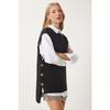 Crew Neck Buttoned Knitwear Sweater Black Lyg0005