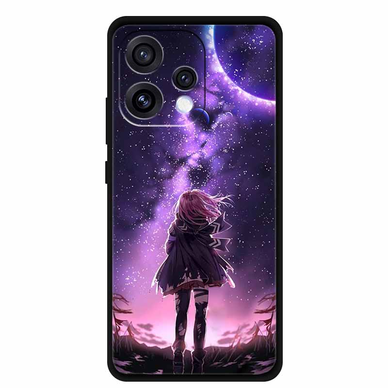 Чехол для Oppo Reno15 5G 6.59" Милый Кот Черный Край Мягкий Силикон Волк Задняя Крышка Телефона Для Oppo Reno 15c 5G Защитный Лев Funda