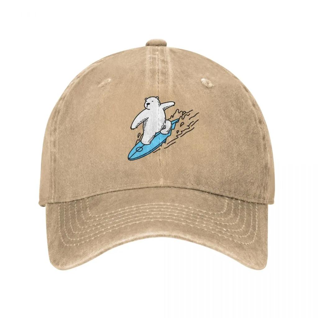 Bear Surfer Baseball Cap Fashion Beach fishing hat Rave funny hat Mens Baseball Womens