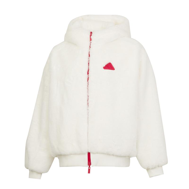 Adidas Year Of The Snake Limited Edition Windproof Breathable Fashion Casual Hooded Long Sleeve Jacket Women Jacket White JM8834