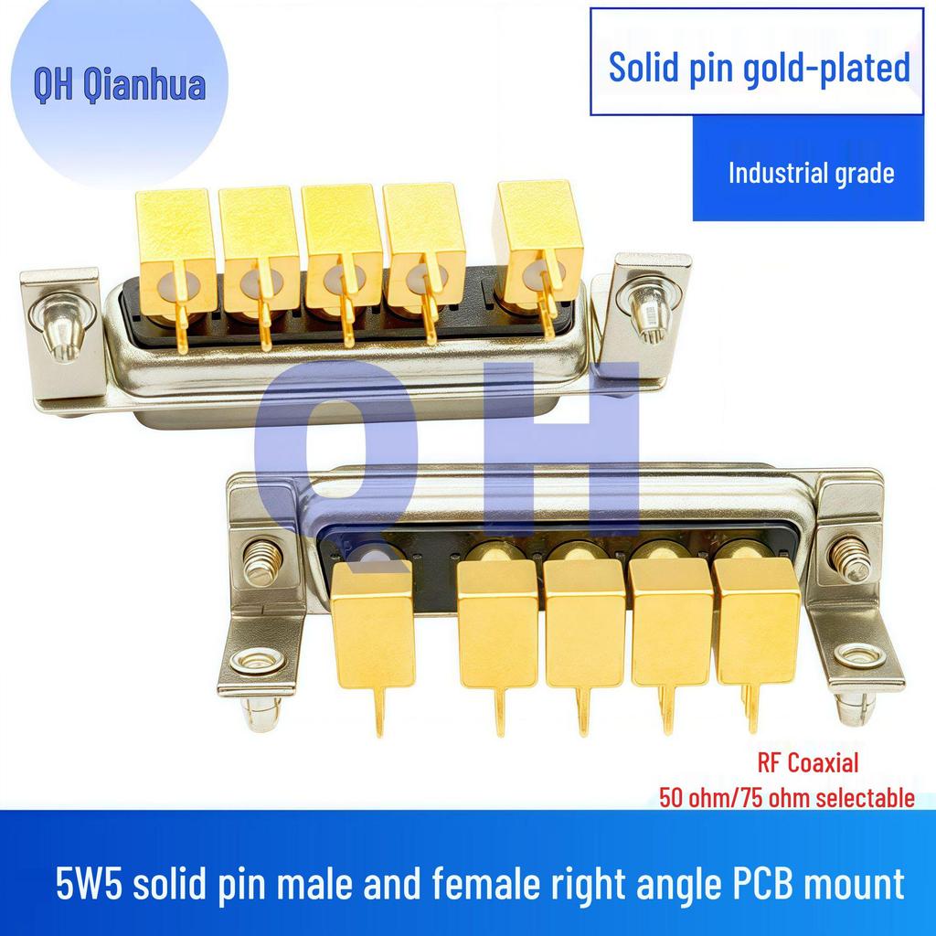 RF Coaxial 5W5 Male-Female Solder Type Straight Plug Socket D-SUB Connector