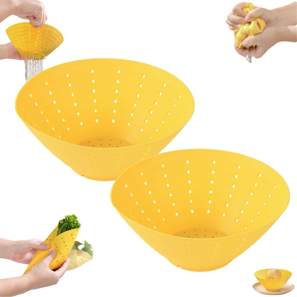 Silicone Drain Bowl Soft Sauerkraut Water Squeeze Durable Fruit Strainer