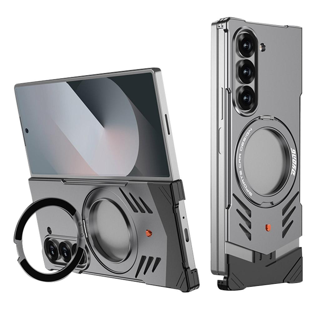 DYONG For Samsung Galaxy Z Fold6 5G Metal Case Frameless Hollow Heat Dissipation Phone Cover with Kickstand