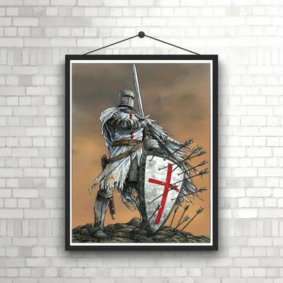 1 кусок 11,8x15,7 дюймов 5D DIY Алмазная картина, Крестоносец Тамплиер Рыцарь, Набор для вышивания, Вся вода Алмазная картина, Подарок для украшения дома ручной работы