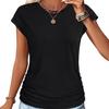 2025 Spring/Summer New Solid Color Round Neck Short Sleeve T-shirt Top for Women