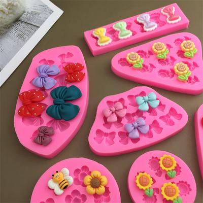 Милые мультяшные цветы бант пчела мастика силиконовые формы DIY кекс мастика украшение для торта шоколадные конфеты форма для выпечки
