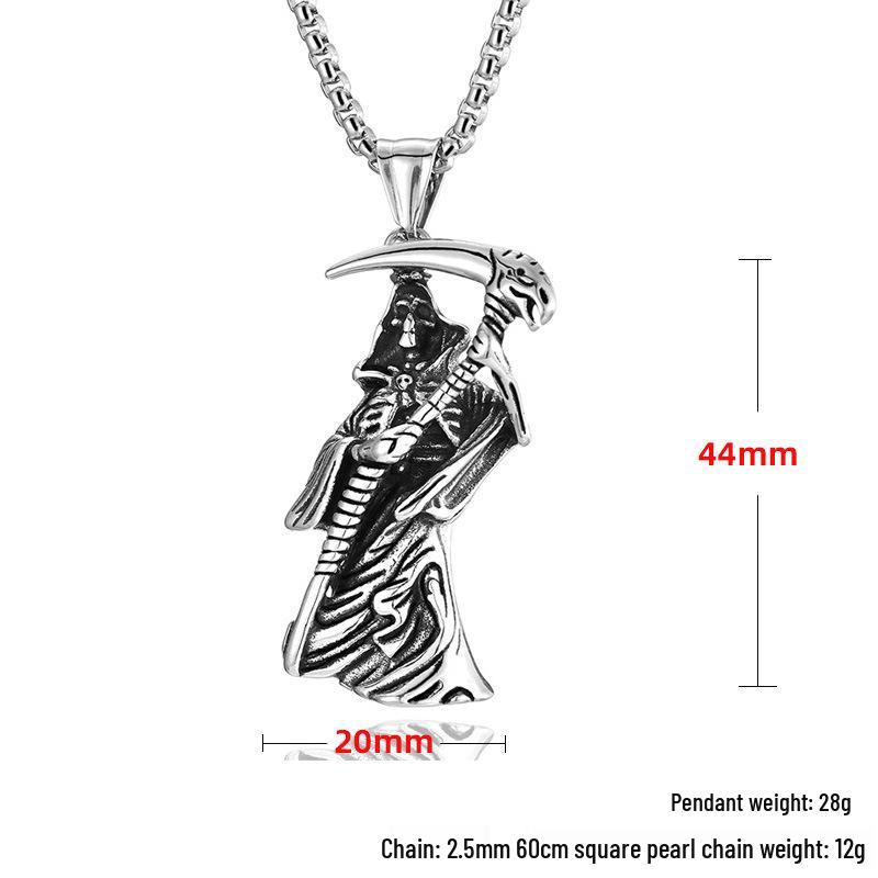 Мужское титановое стальное ожерелье-подвеска с черепом и косой - Европейский и американский стиль