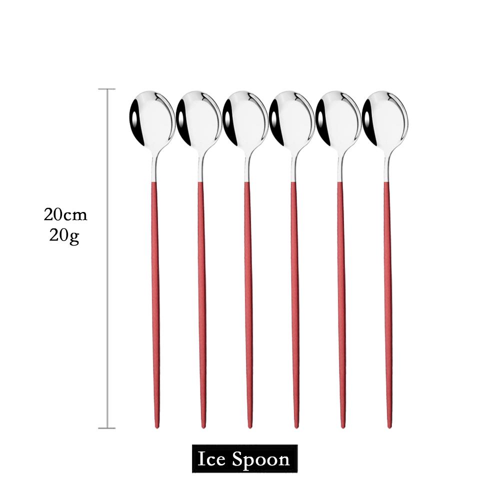 Набор столовых приборов с длинной ручкой для мороженого, красочная столовая ложка, барные ложки, набор столовых приборов для сока, кофе, кухонные принадлежности