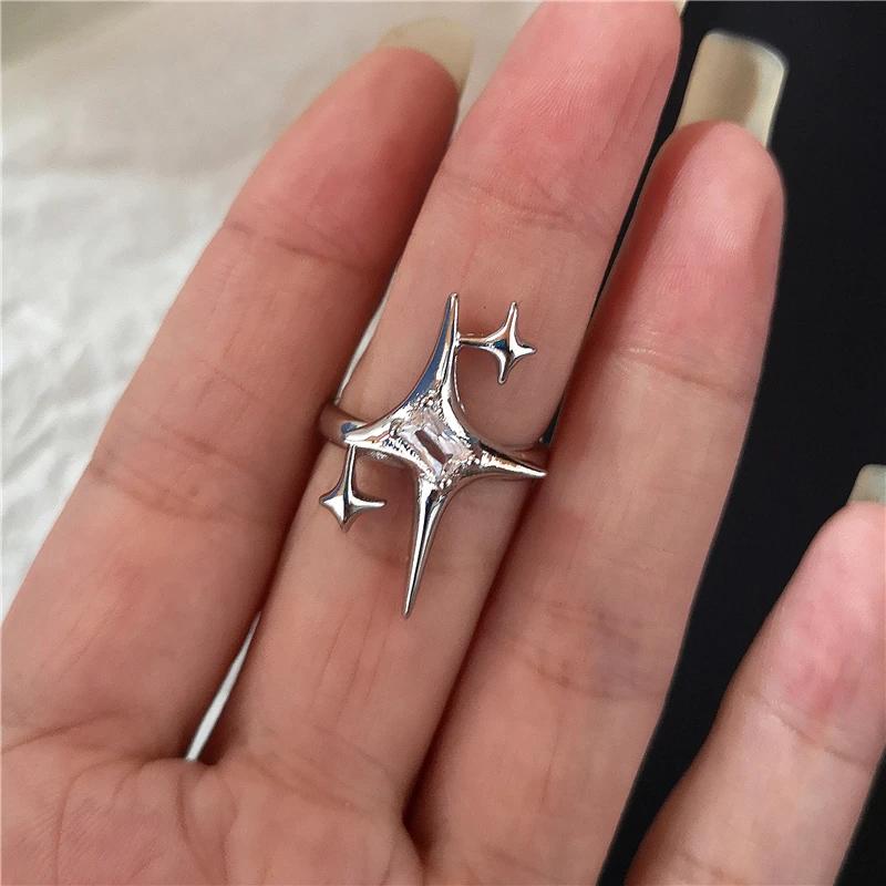 New Adjustable Opening Irregular Red Crystal Glass Heart Aesthetic Rings for Women Gothic Animal Spider Ring Creative Jewelry